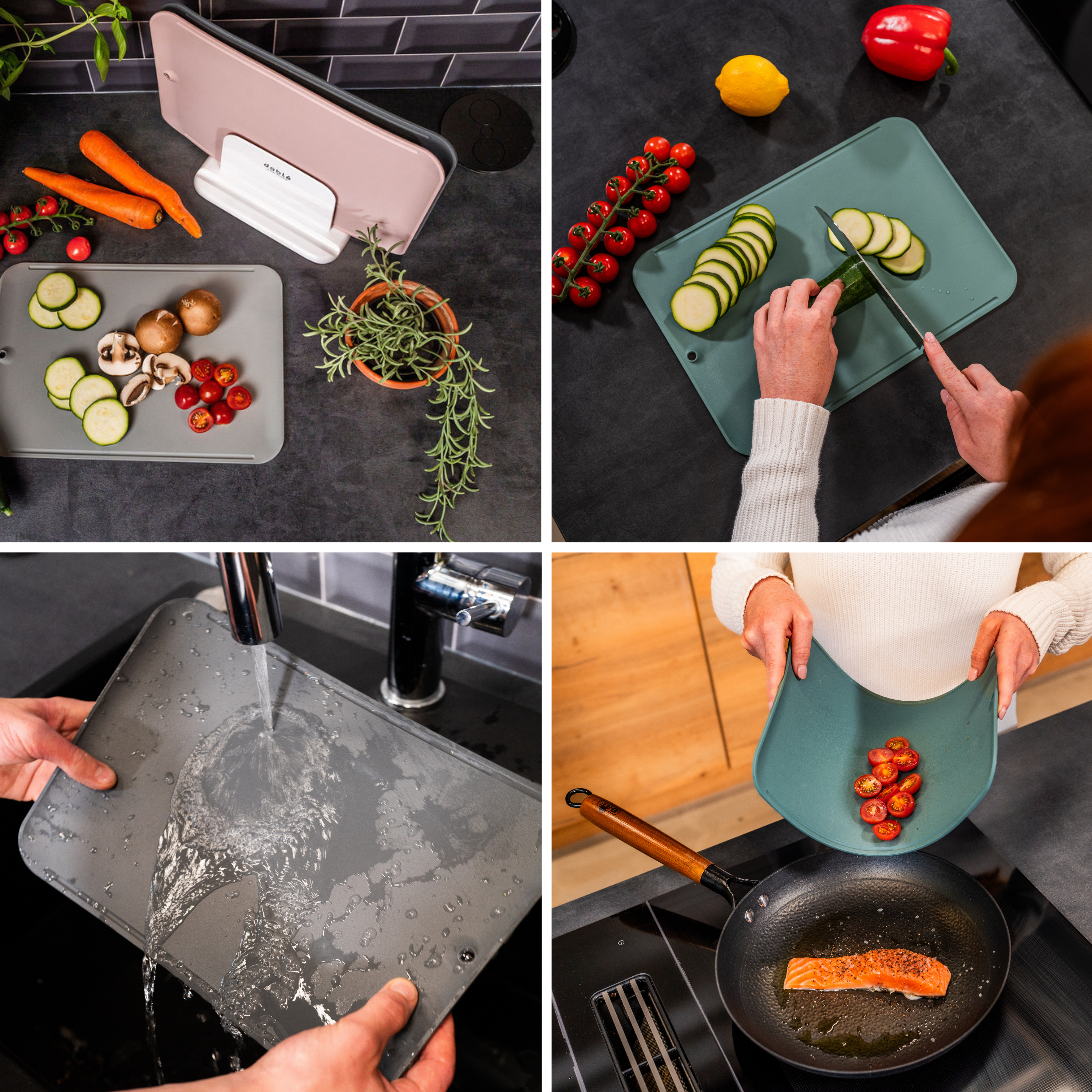Scratch-resistant cutting board set of 3 incl. iPad/iPhone stand